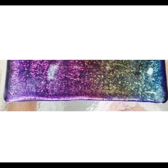 Stoddard Studio Fused Glass Square Iridescent Rainbow Dish w/ Seahorses 6x6 NEW - Picture 4 of 4